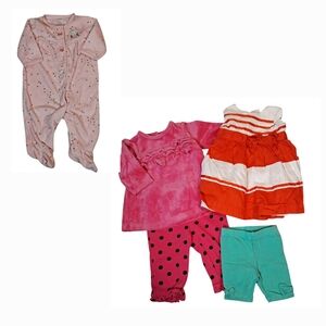 Baby Girl 3M | Bundle Set - Carter’s Sleeper, Dress Top & Bottoms